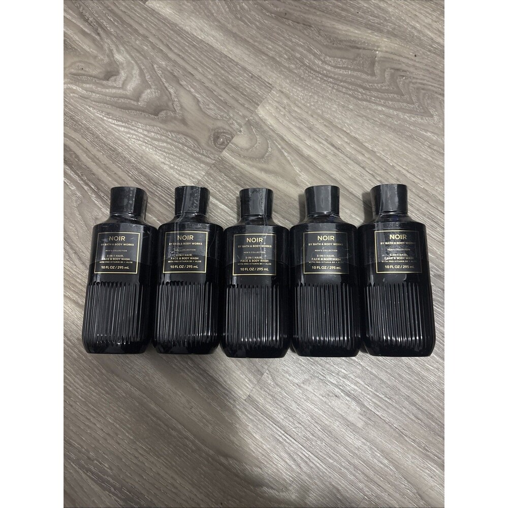 5 NEW BATH & BODY WORKS NOIR 3 IN 1 HAIR FACE WASH SHOWER GEL MENS New